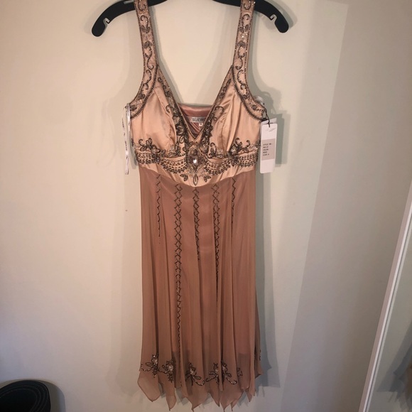 Sue Wong blush beaded cocktail dress - Picture 4 of 10